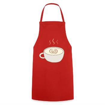 Latte Heart Cup Kunst - Kochschürze - Rot - Vorne - AI Model Male 185 dark (185cm)