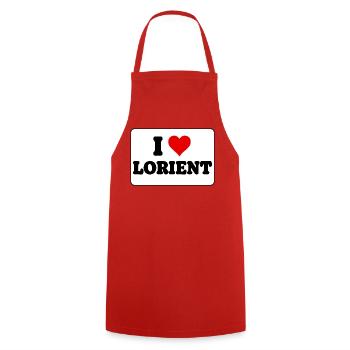 Ich liebe Lorient, ich liebe Lorient – Ich liebe Stadt - Kochschürze - Rot - Vorne - AI Model Male 185 dark (185cm)