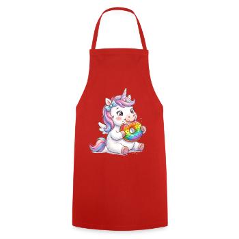 Einhorn mit Donut NeonMane - Kochschürze - Rot - Vorne - AI Model Male 185 dark (185cm)