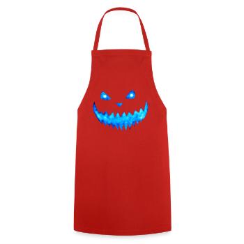 Halloween Gesicht Blau - Leuchtende Kürbisfratze - Kochschürze - Rot - Vorne - AI Model Male 185 dark (185cm)