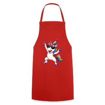 Regenbogen-Einhorn Partylook - Kochschürze - Rot - Vorne - AI Model Male 185 dark (185cm)