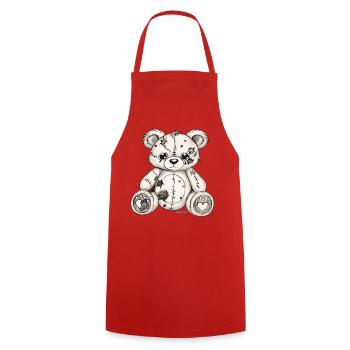  Teddybär Original Zeichnung  - Kochschürze - Rot - Vorne - AI Model Male 185 dark (185cm)