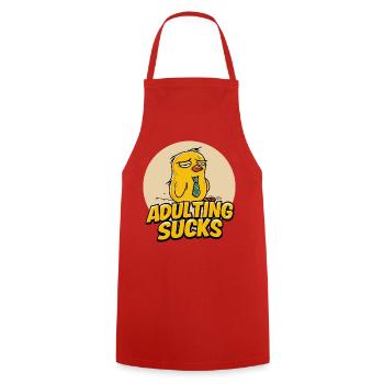 Adulting Sucks Cartoon Chick - Kochschürze - Rot - Vorne - AI Model Male 185 dark (185cm)