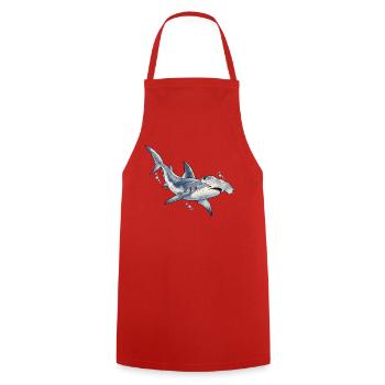 Tiefsee Hai Illustration - Kochschürze - Rot - Vorne - AI Model Male 185 dark (185cm)