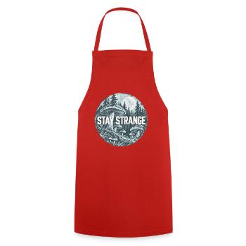 Stay Strange Waldpilz Motiv - Kochschürze - Rot - Vorne - AI Model Male 185 dark (185cm)