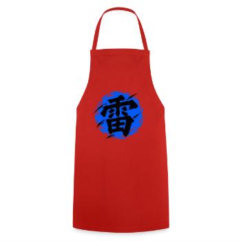 KANJI-RESONANZ | Donner — elektrischer Schlag - Kochschürze - Rot - Vorne - AI Model Male 185 dark (185cm)