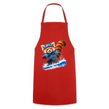 Snowboardender Red Panda auf Blue Board - Kochschürze - Rot - Vorne - AI Model Male 185 dark (185cm)