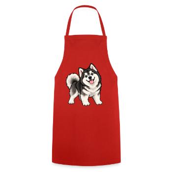 Alaskan Malamute Kawaii Style – Süßer Schlittenhun - Kochschürze - Rot - Vorne - AI Model Male 185 dark (185cm)