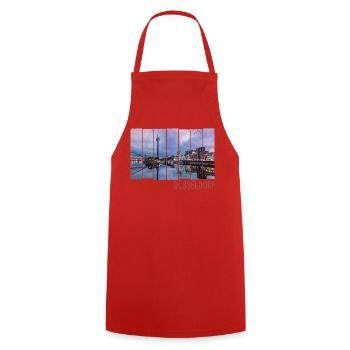 Düsseldorf in Nordrhein Westfalen mit Skyline - Kochschürze - Rot - Vorne - AI Model Male 185 dark (185cm)