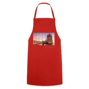 Lissabon Portugal Retro Torre de Belém Souvenir - Kochschürze - Rot - Vorne - AI Model Male 185 dark (185cm)