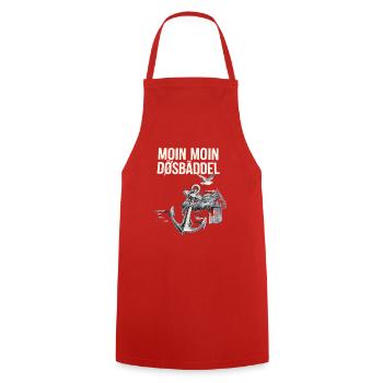  Moin Moin Dösbäddel Nordsee Spruch Anker Möwe - Kochschürze - Rot - Vorne - AI Model Male 185 dark (185cm)