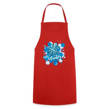 Hello Winter - Schneeflocke in Blau - Kochschürze - Rot - Vorne - AI Model Male 185 dark (185cm)