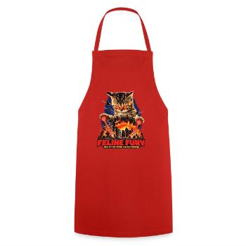 Feline Fury - Kochschürze - Rot - Vorne - AI Model Male 185 dark (185cm)