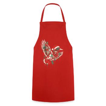 Weihnachts-Taube in Aquarellstil - Kochschürze - Rot - Vorne - AI Model Male 185 dark (185cm)