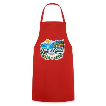 Lago di Garda Souvenir - Kochschürze - Rot - Vorne - AI Model Male 185 dark (185cm)