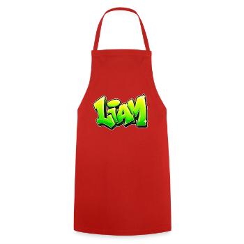 LIAM Graffiti-Name: Das Geschenk, das den Kopf umhaut! - Kochschürze - Rot - Vorne - AI Model Male 185 dark (185cm)