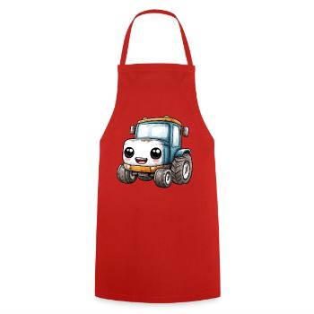 Kinder Traktor - Kochschürze - Rot - Vorne - AI Model Male 185 dark (185cm)