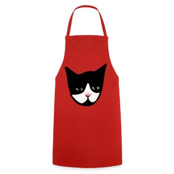 Midnight Cat Nose Gesichtskunst - Kochschürze - Rot - Vorne - AI Model Male 185 dark (185cm)