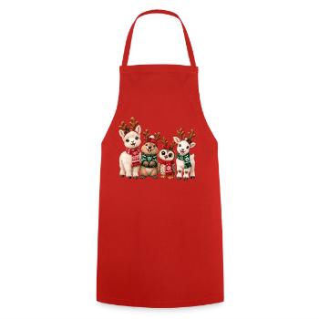 Lustige Weihnachtstiere mit Rentiergeweih - Kochschürze - Rot - Vorne - AI Model Male 185 dark (185cm)