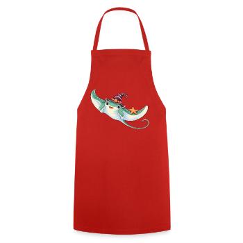 Mantarochen mit Muschelhexenhut - Kochschürze - Rot - Vorne - AI Model Male 185 dark (185cm)