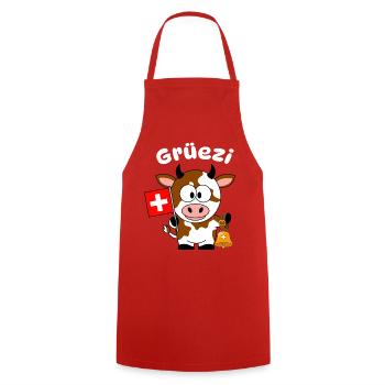 Grüezi Kuh 2 - Kochschürze - Rot - Vorne - AI Model Male 185 dark (185cm)