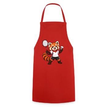 Badminton Red Panda mit Schläger und Federhahn - Kochschürze - Rot - Vorne - AI Model Male 185 dark (185cm)