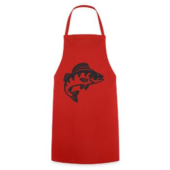 Barsch Raubfisch Silhouette - Kochschürze - Rot - Vorne - AI Model Male 185 dark (185cm)