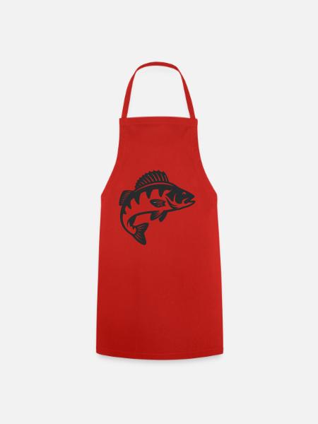 Barsch Raubfisch Silhouette - Kochschürze - Rot