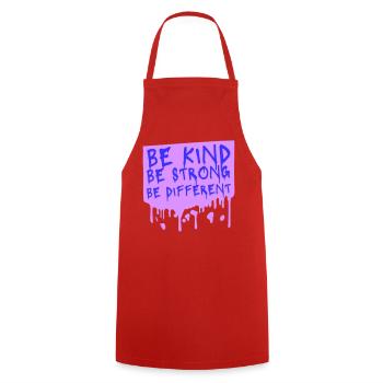 Be Kind Be Strong Be Different Spruch Logo Text - Kochschürze - Rot - Vorne - AI Model Male 185 dark (185cm)