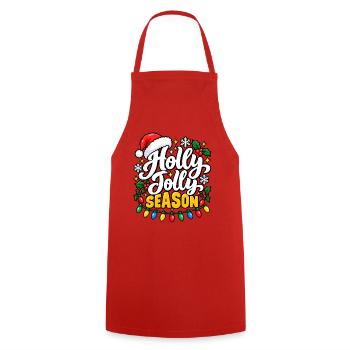 Holly Jolly Season – Weihnachtsdesign - Kochschürze - Rot - Vorne - AI Model Male 185 dark (185cm)