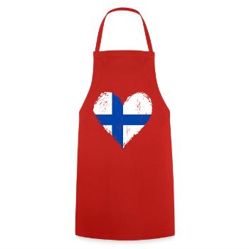 Finnland Herzflagge Grunge - Kochschürze - Rot - Vorne - AI Model Male 185 dark (185cm)