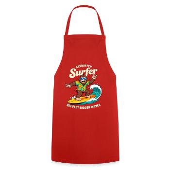 Sasquatch Surfer Big Feet Bigger Waves Cryptid - Kochschürze - Rot - Vorne - AI Model Male 185 dark (185cm)