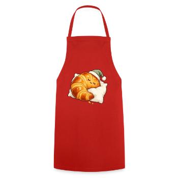Schlafendes Croissant - Kochschürze - Rot - Vorne - AI Model Male 185 dark (185cm)