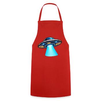 UFO Lichtstrahl Alien-Design - Kochschürze - Rot - Vorne - AI Model Male 185 dark (185cm)