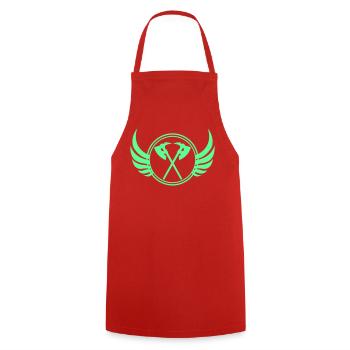 Axtflügel Emblem - Kochschürze - Rot - Vorne - AI Model Male 185 dark (185cm)