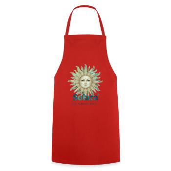 Solara Sun mit Vintage-Schrift - Kochschürze - Rot - Vorne - AI Model Male 185 dark (185cm)