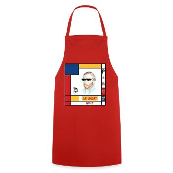 Retro-Mondrian-Porträt Samstag - Kochschürze - Rot - Vorne - AI Model Male 185 dark (185cm)
