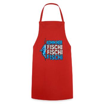 Komm Herr Fischi Angler - Kochschürze - Rot - Vorne - AI Model Male 185 dark (185cm)