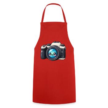 Kawaii Kamera Blickfang - Kochschürze - Rot - Vorne - AI Model Male 185 dark (185cm)