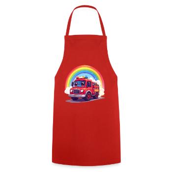 Kawaii Feuerwehr mit Regenbogen und Rauch Shirt - Kochschürze - Rot - Vorne - AI Model Male 185 dark (185cm)