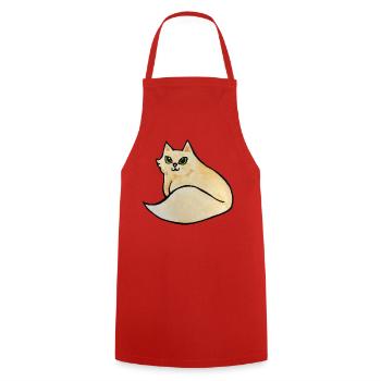 Aquarell-Katzen-Curling-Illustration - Kochschürze - Rot - Vorne - AI Model Male 185 dark (185cm)