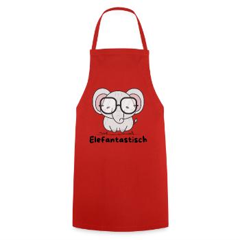 Elefantastisch – Süßer Elefant mit Brille - Kochschürze - Rot - Vorne - AI Model Male 185 dark (185cm)