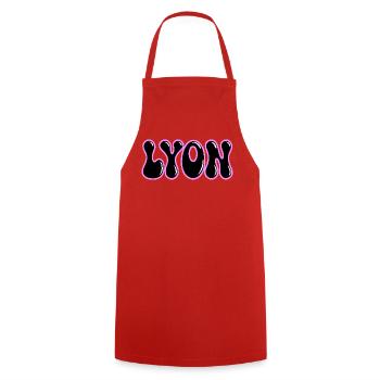 Lyon Retro Groovy Black & Pink Contour - Kochschürze - Rot - Vorne - AI Model Male 185 dark (185cm)