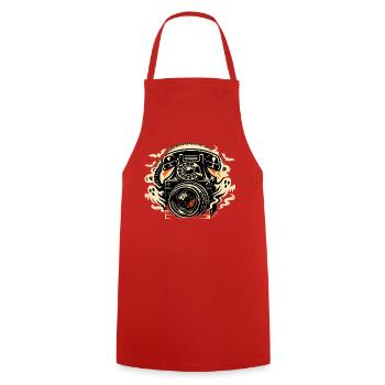 Flammenkamera Retro-Ästhetik - Kochschürze - Rot - Vorne - AI Model Male 185 dark (185cm)