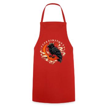 Rabenfeuer Mondring - Kochschürze - Rot - Vorne - AI Model Male 185 dark (185cm)
