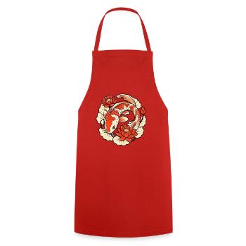 Koi Karpfen im Kreis Lotosblumen Japan Art Shirt - Kochschürze - Rot - Vorne - AI Model Male 185 dark (185cm)