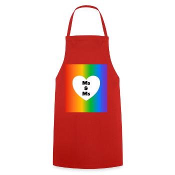 Frau & Frau Pride Heart on Rainbow – lesbische Hochzeit - Kochschürze - Rot - Vorne - AI Model Male 185 dark (185cm)