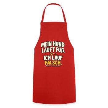 Mein Hund läuft Fuß – Ich lauf falsch - Kochschürze - Rot - Vorne - AI Model Male 185 dark (185cm)