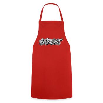 STREET Chrome Graffiti: Silver Street Art Classic - Kochschürze - Rot - Vorne - AI Model Male 185 dark (185cm)