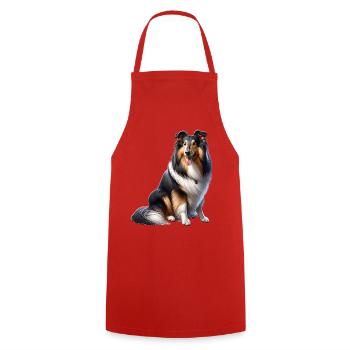 Langhaar Collie Collie - Kochschürze - Rot - Vorne - AI Model Male 185 dark (185cm)